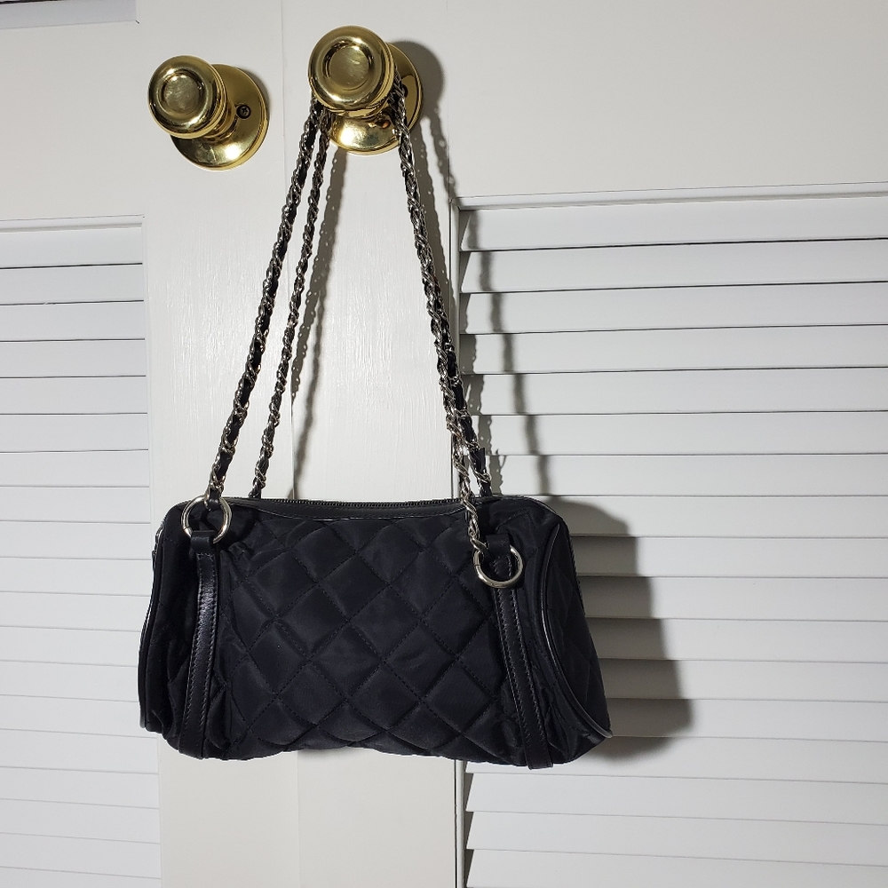 Talbots Quilted Black Purse with Chain Strap